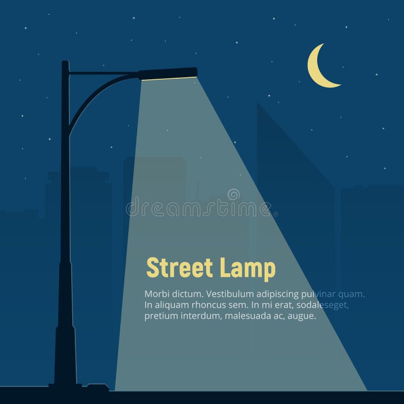 Lámpara de calle sola en el fondo de la ciudad de la noche Silueta de una luz de calle en la noche libre illustration Lámpara de calle sola en el fondo de la ciudad de la noche Silueta de una luz de calle en la noche libre illustration