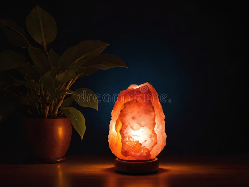 Lámpara de piedra en habitación oscura generada por ai