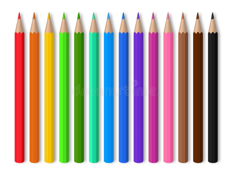 Lápices de colores sobre fondo blanco. lápiz rojo azul verde amarillo de madera para educación escolar. colección de dibujos para libre illustration