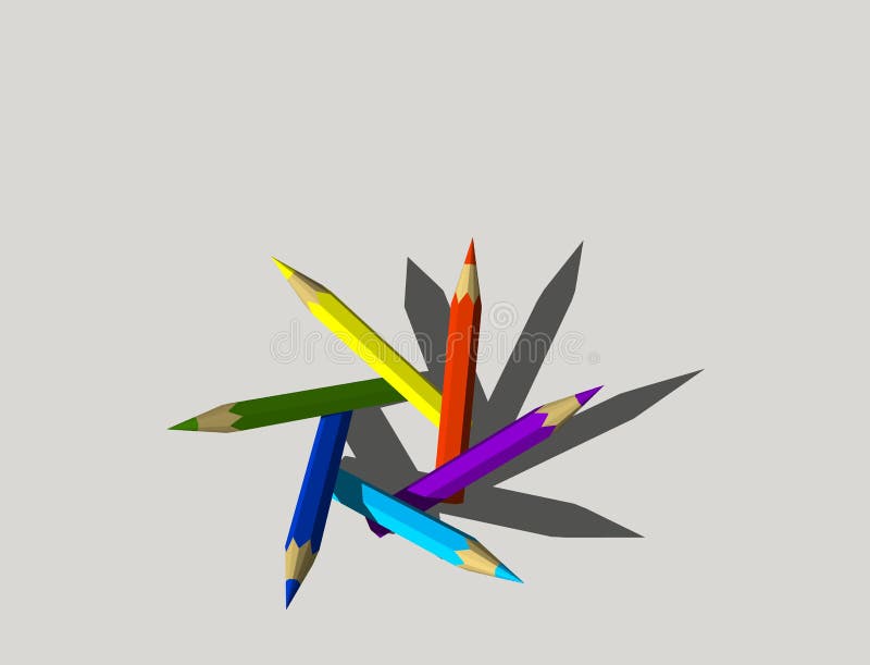 Lápices del color Aislado en fondo gris illustr de la representación 3D ilustración del vector Lápices del color Aislado en fondo gris illustr de la representación 3D ilustración del vector
