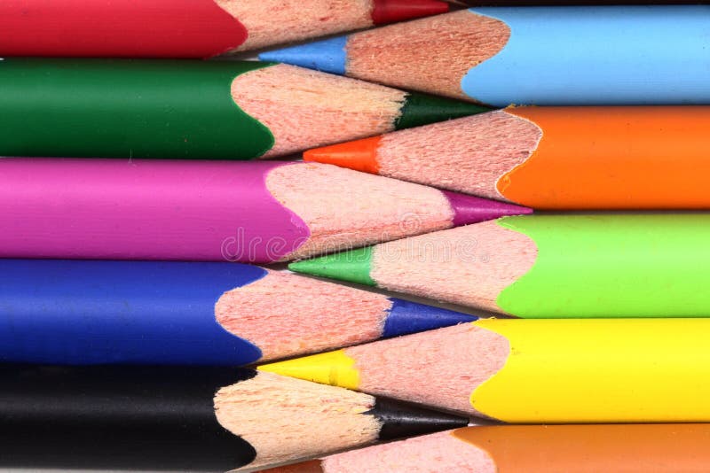 Photo of some brightly coloured pencils. Photo of some brightly coloured pencils