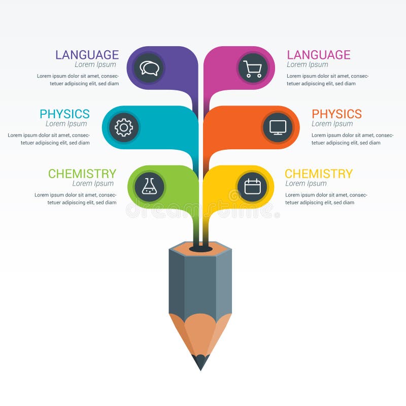 Lápis colorido de Infographics dos elementos da educação ilustração stock Lápis colorido de Infographics dos elementos da educação ilustração stock