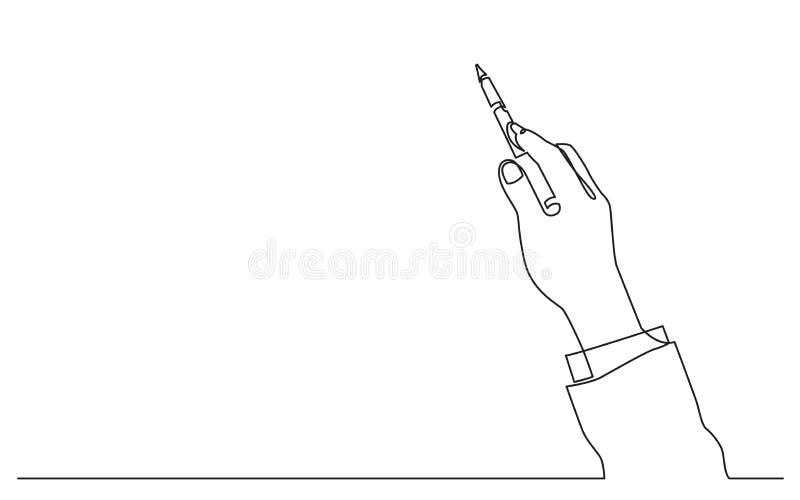 Desenho contínuo de linha de mão a apontar com caneta ilustração stock