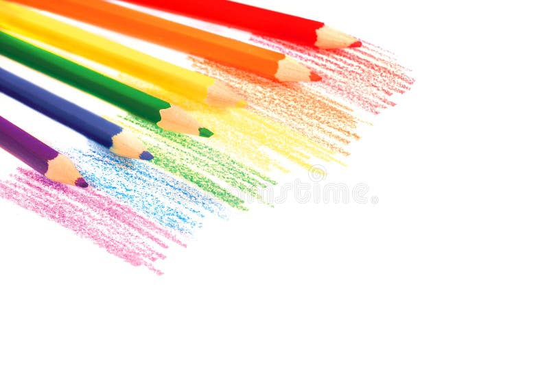 Rainbow colored drawing with color pencils isolated on white. Rainbow colored drawing with color pencils isolated on white