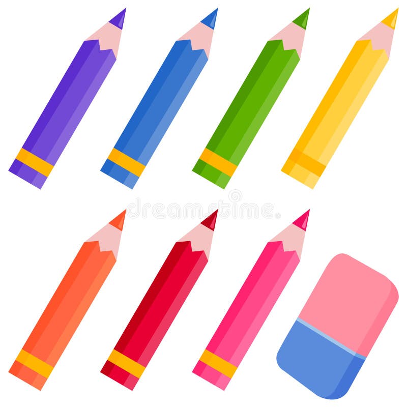 Lápis e eliminador coloridos ilustração royalty free Lápis e eliminador coloridos ilustração royalty free