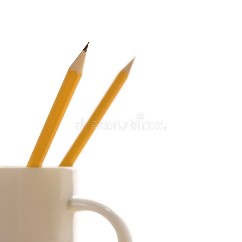Lápis no copo de café. foto de stock Lápis no copo de café. foto de stock
