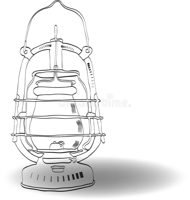 Lâmpada de querosene velha do esboço ilustração royalty free