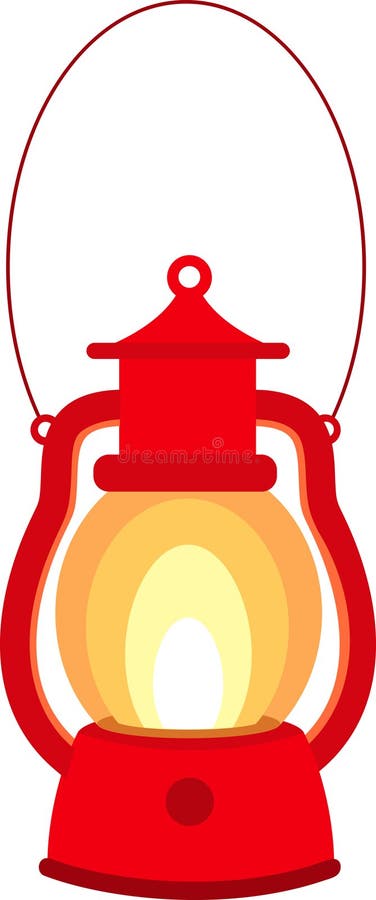 Lâmpada ou cartoon vermelho de querosene vintage ilustração do vetor