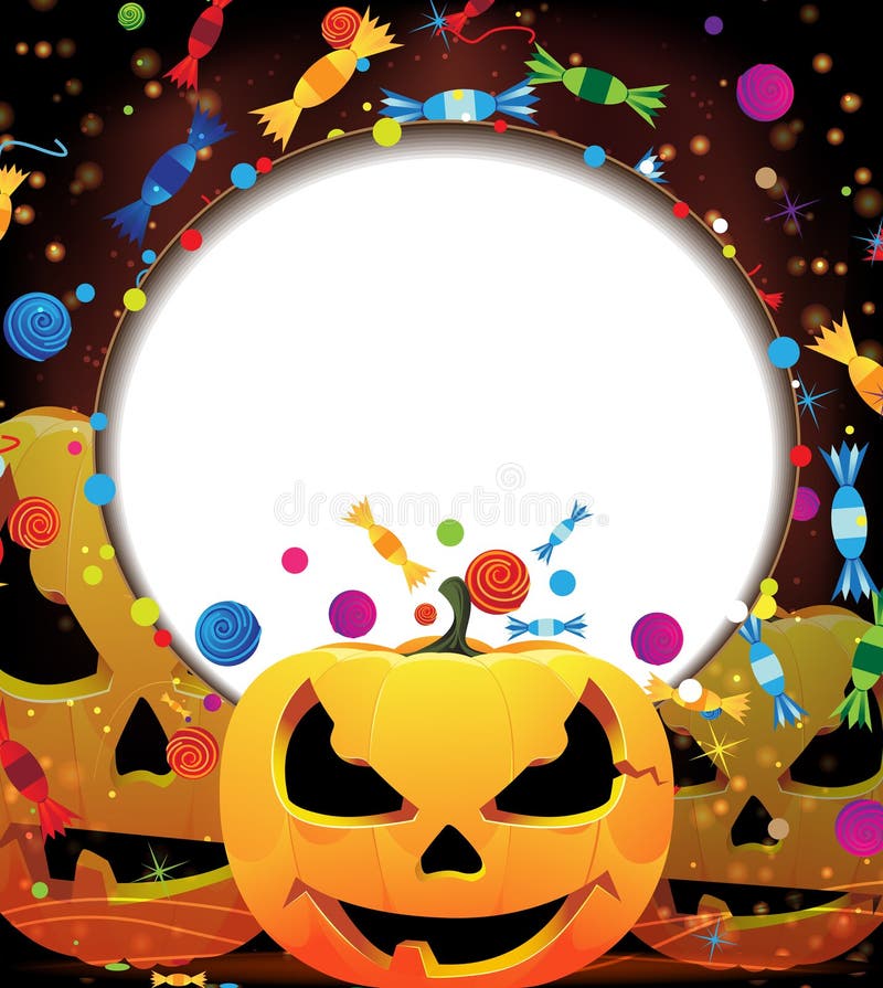 Lächelnde Laternen der Steckfassung O. Halloween-Hintergrund. stock abbildung Lächelnde Laternen der Steckfassung O. Halloween-Hintergrund. stock abbildung