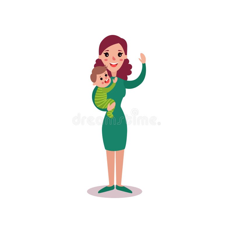Lächelnde Mutter mit Baby in ihren Armen vector Illustration vektor abbildung Lächelnde Mutter mit Baby in ihren Armen vector Illustration vektor abbildung
