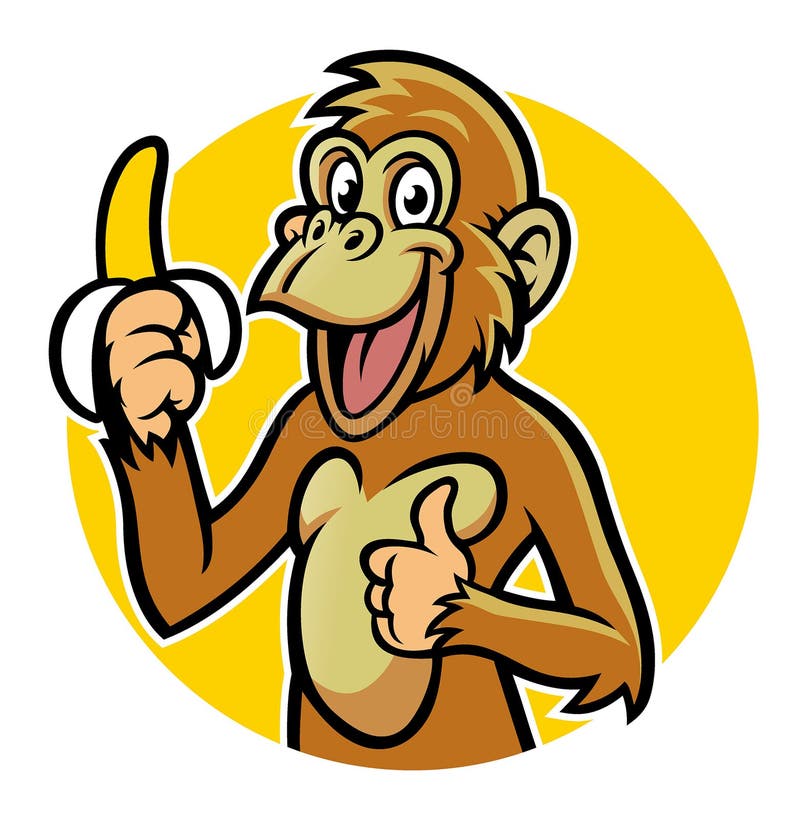 Lächelnder Affe mit Banane stock abbildung Lächelnder Affe mit Banane stock abbildung