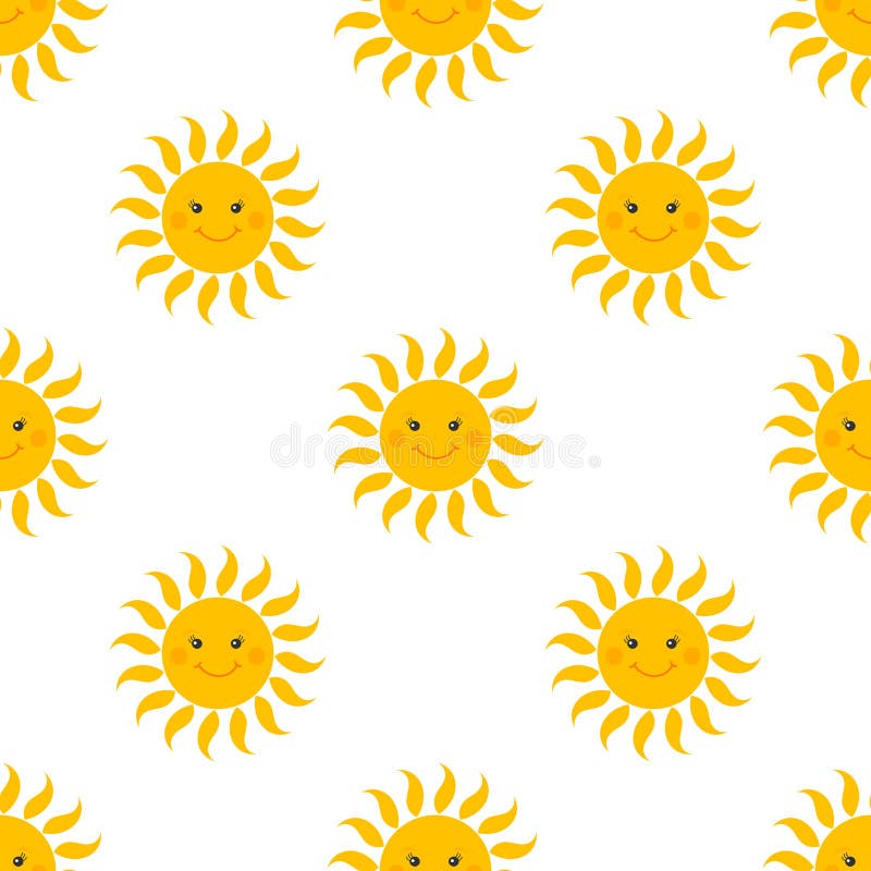 Smiling suns seamless pattern. Suns background. Vector illustration. Smiling suns seamless pattern. Suns background. Vector illustration