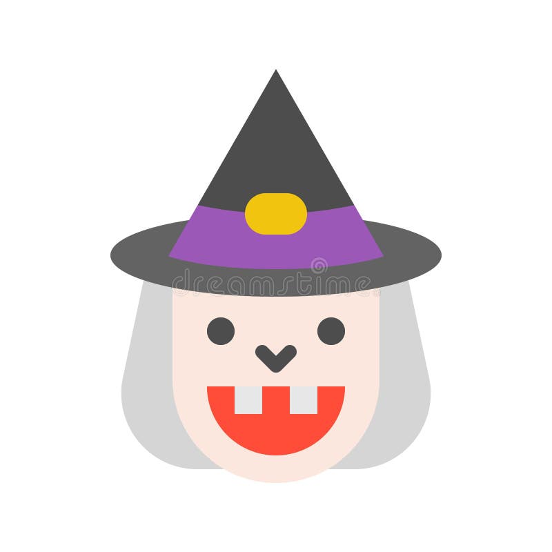 Lächelnhexen, Halloween-Zeichensatzikone, flacher Entwurf vektor abbildung Lächelnhexen, Halloween-Zeichensatzikone, flacher Entwurf vektor abbildung