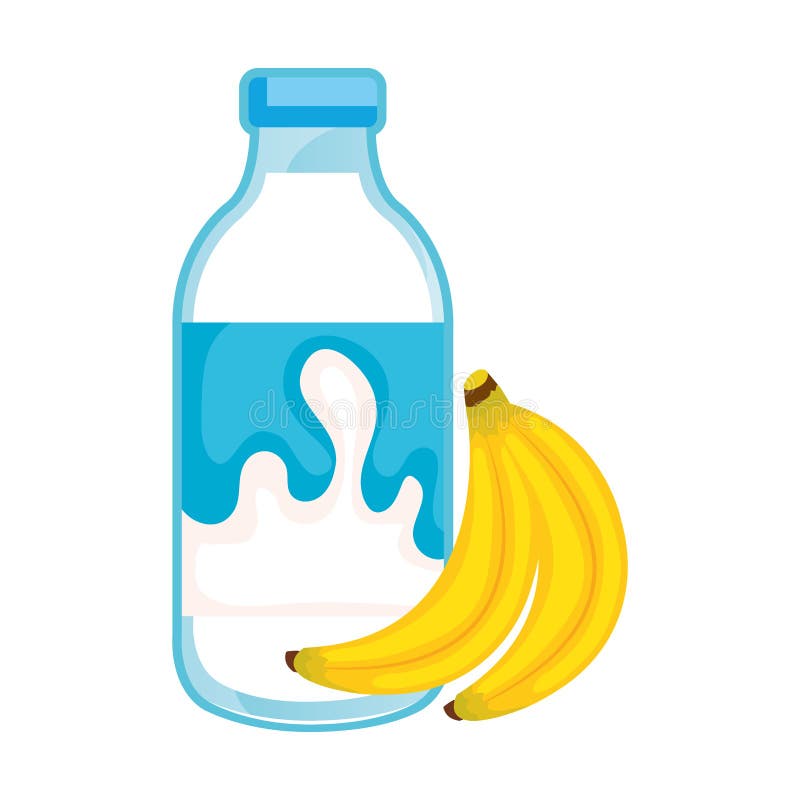 Läckert mjölka flaskan med bananer stock illustrationer Läckert mjölka flaskan med bananer stock illustrationer
