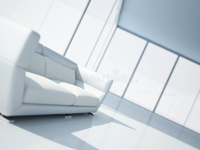 Lädersofawhite arkivfoto