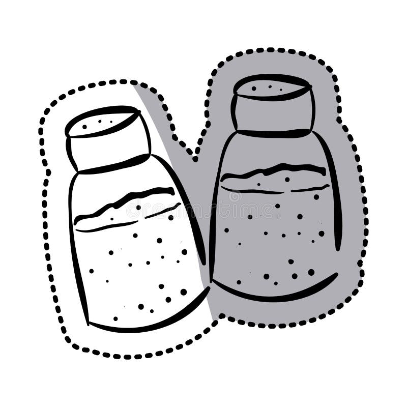 Lägenhet för symbol för salt shaker för klistermärkekontur två vektor illustrationer