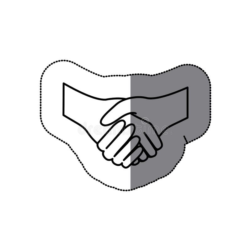 Illustration för lägenhet för symbol för överenskommelse för klistermärkekonturhandskakning