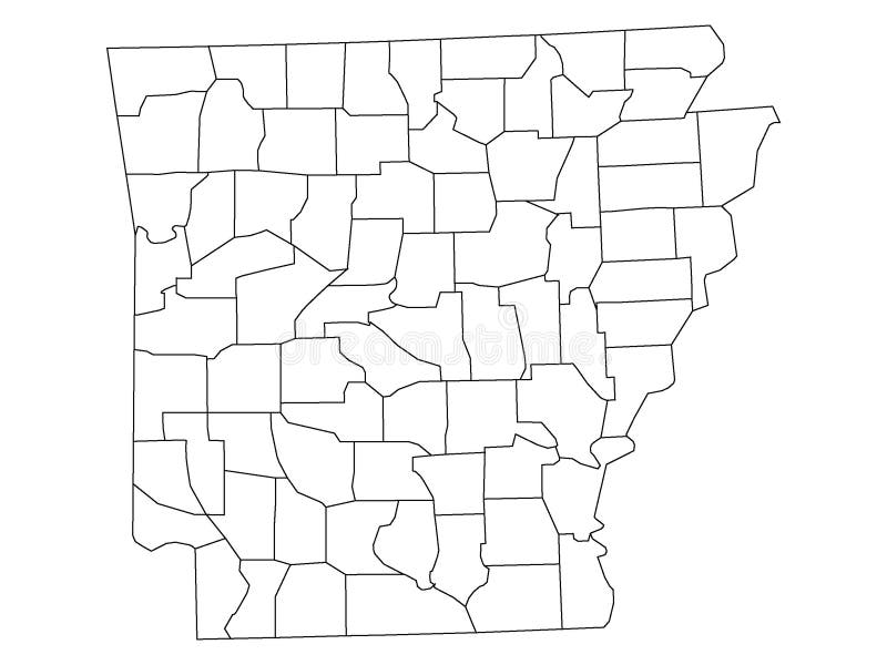 Län kartlägger av USA-stat av Arkansas vektor illustrationer Län kartlägger av USA-stat av Arkansas vektor illustrationer