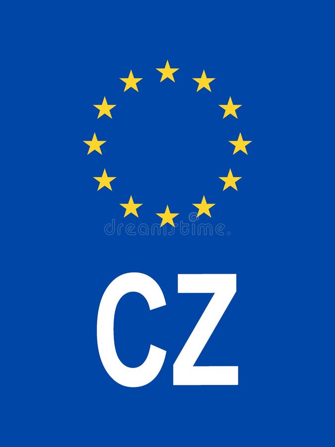 Ländercode des Lizenzplatzes Tschechien stock abbildung