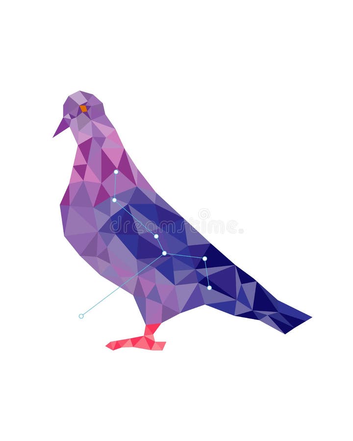 Låg-poly färgrikt diagram konst av den purpurfärgade duvan i geometrisk stil royaltyfri illustrationer Låg-poly färgrikt diagram konst av den purpurfärgade duvan i geometrisk stil royaltyfri illustrationer
