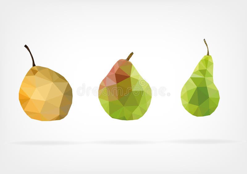 Låg Poly päronfrukt vektor illustrationer