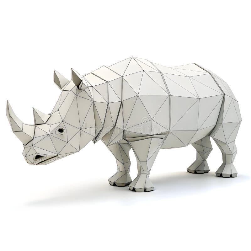 Låg poly rhino isolerat på vit bakgrund royaltyfri illustrationer