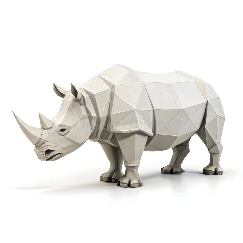 Låg poly rhino isolerat på vit bakgrund vektor illustrationer