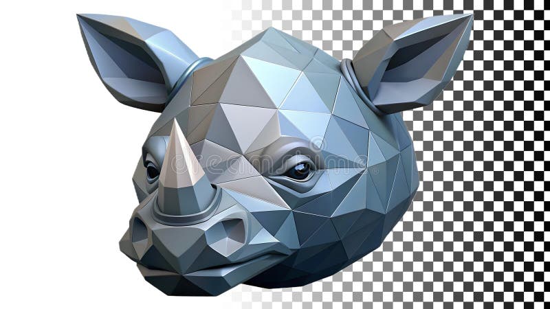 Låg polyrino-geometrisk djurdjurart modern konst abstrakt och rinoikon png transparent bild Generativ AI stock illustrationer