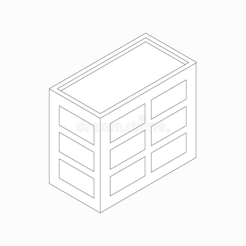 Låghus- kontorsbyggnadsymbol, isometrisk stil 3d vektor illustrationer Låghus- kontorsbyggnadsymbol, isometrisk stil 3d vektor illustrationer