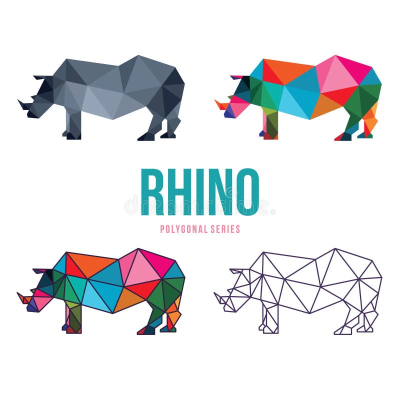 Lågpoldesign i rhino royaltyfri illustrationer