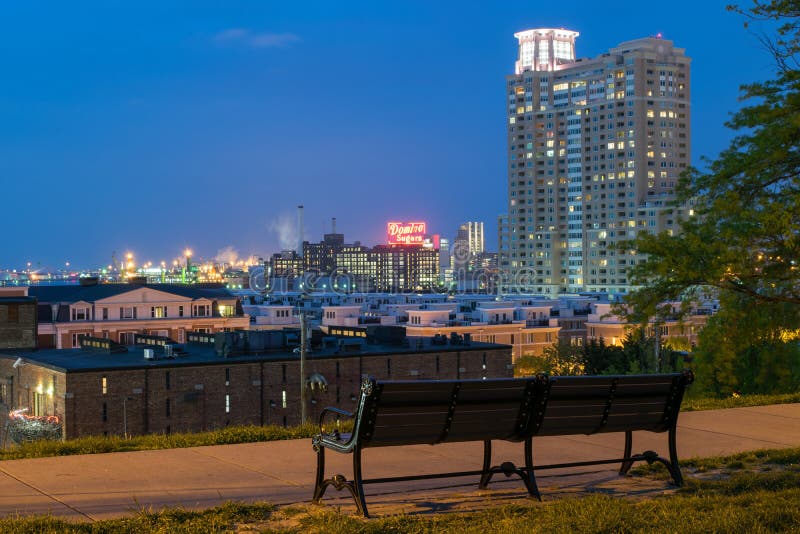 Långa exponeringar under nattetid på den federala kullen i Baltimore, M arkivfoto Långa exponeringar under nattetid på den federala kullen i Baltimore, M arkivfoto
