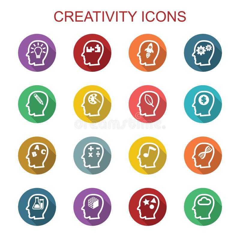 Långa skuggasymboler för kreativitet