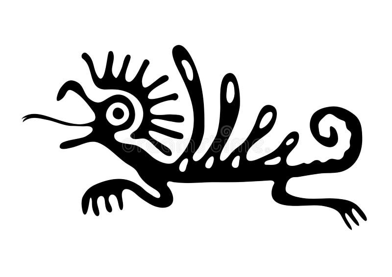 Lézard ou dragon dans le style indigène illustration libre de droits Lézard ou dragon dans le style indigène illustration libre de droits