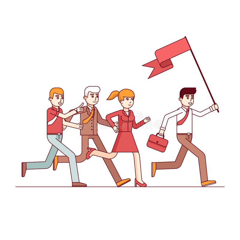 Líder empresarial que lleva la manera a sus colegas libre illustration Líder empresarial que lleva la manera a sus colegas libre illustration