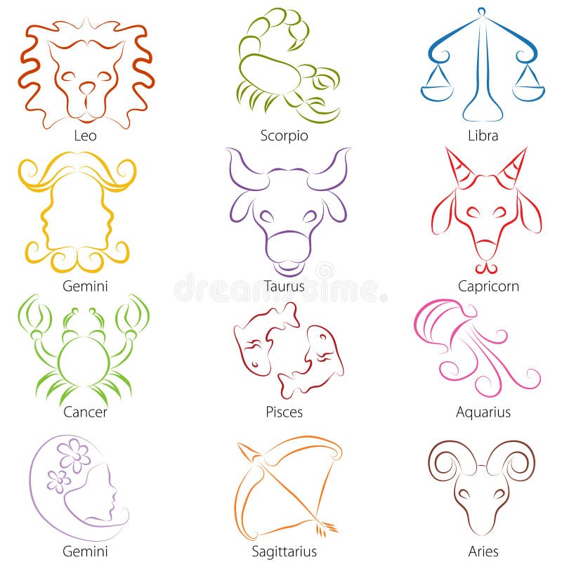 Línea arte de la muestra del zodiaco