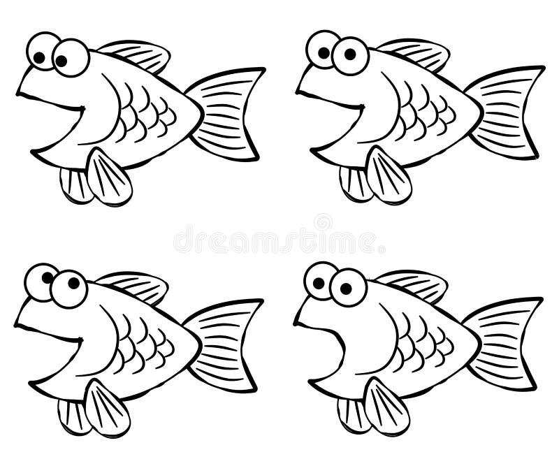 Línea arte de los pescados de la historieta