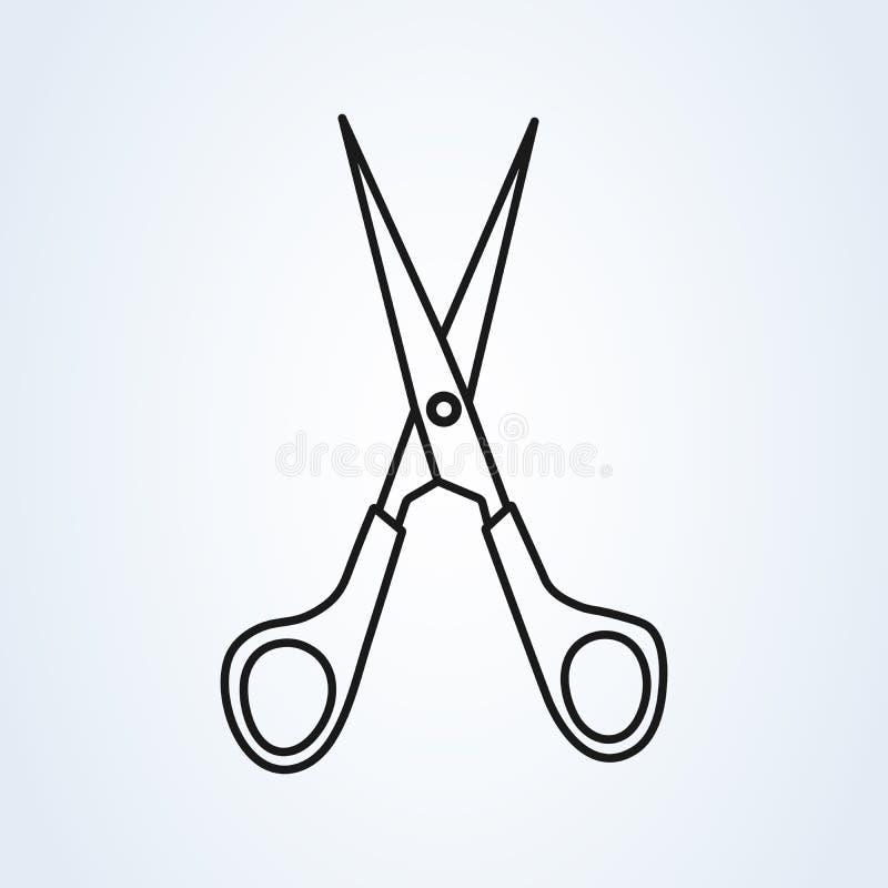 Línea arte del ejemplo del vector del icono de las tijeras Corte el concepto con las tijeras abiertas stock de ilustración Línea arte del ejemplo del vector del icono de las tijeras Corte el concepto con las tijeras abiertas stock de ilustración