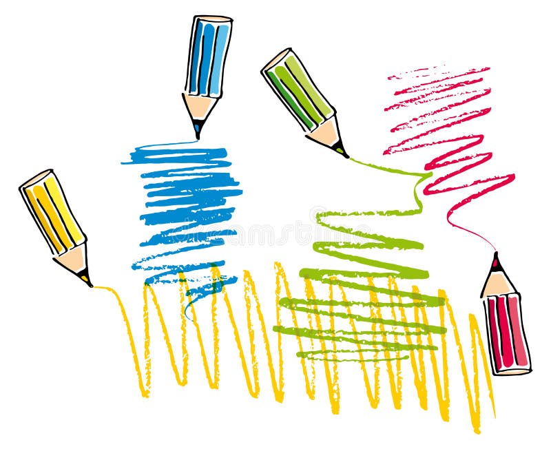 Línea colorida del gráfico de lápices stock de ilustración Línea colorida del gráfico de lápices stock de ilustración