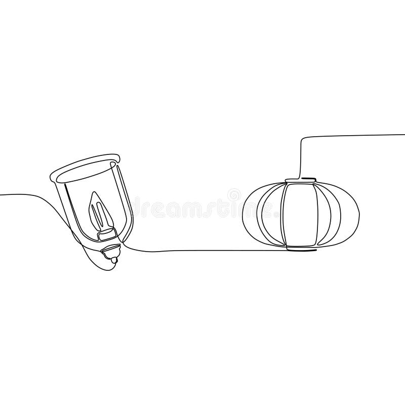 Línea continua ejemplo eléctrico de la lámpara de la calabaza y de la lámpara de la vela del vector del diseño de la luz del sist libre illustration