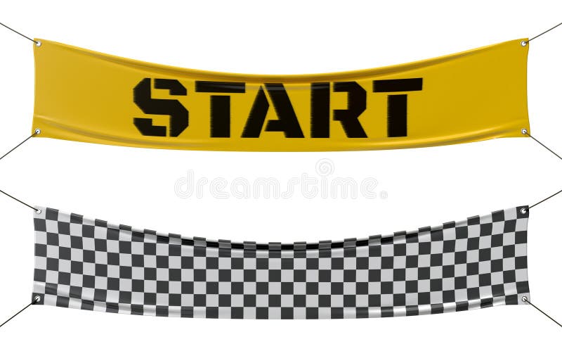 3d rendering of the starting and finishing checkered line banners. 3d rendering of the starting and finishing checkered line banners.