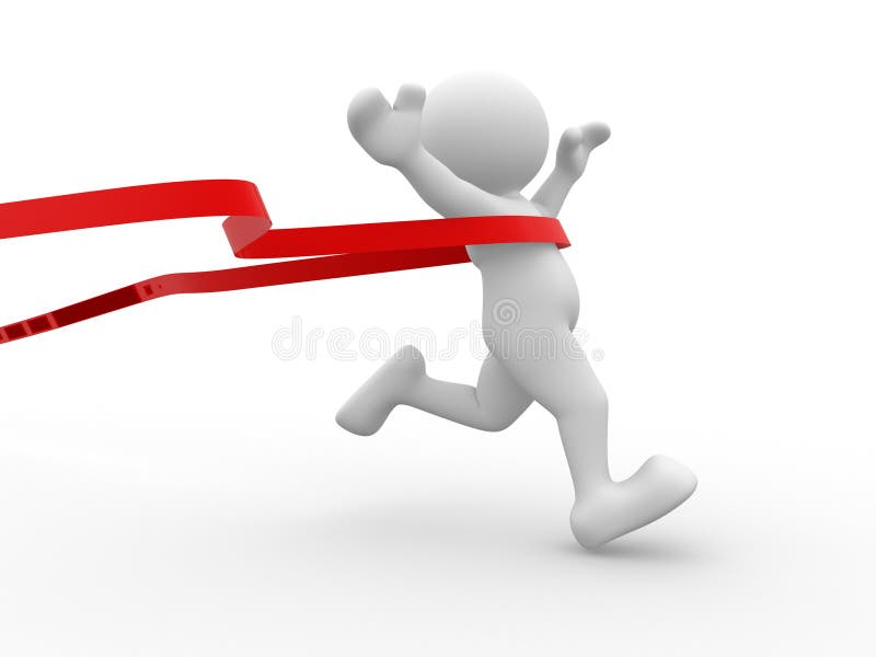 3d people - human character crossing the finishing line. 3d render illustration. 3d people - human character crossing the finishing line. 3d render illustration