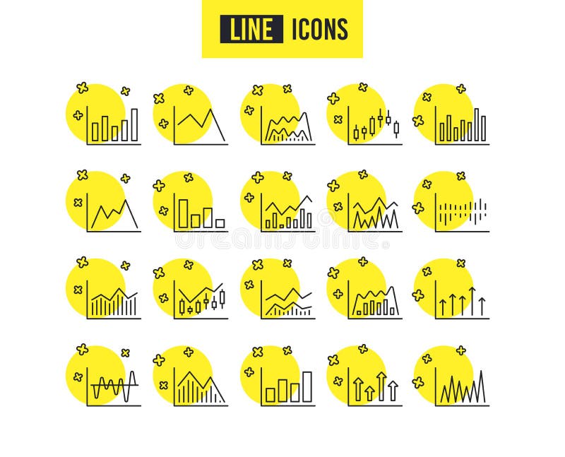 Línea de cartas financiera iconos Gráfico del palillo de la vela Vector stock de ilustración Línea de cartas financiera iconos Gráfico del palillo de la vela Vector stock de ilustración