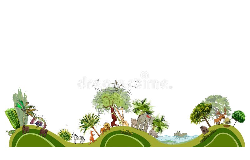 Línea de ciudad ejemplo del parque zoológico de la colección libre illustration Línea de ciudad ejemplo del parque zoológico de la colección libre illustration