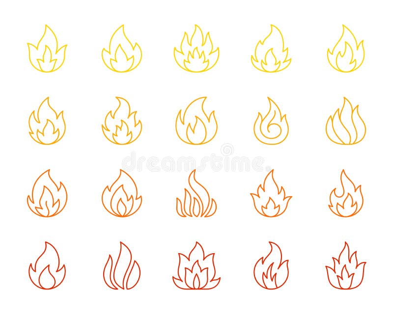 Línea de color simple del fuego sistema del vector de los iconos ilustración del vector