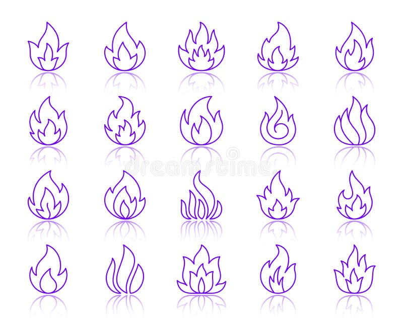 Línea de color simple del fuego sistema del vector de los iconos libre illustration