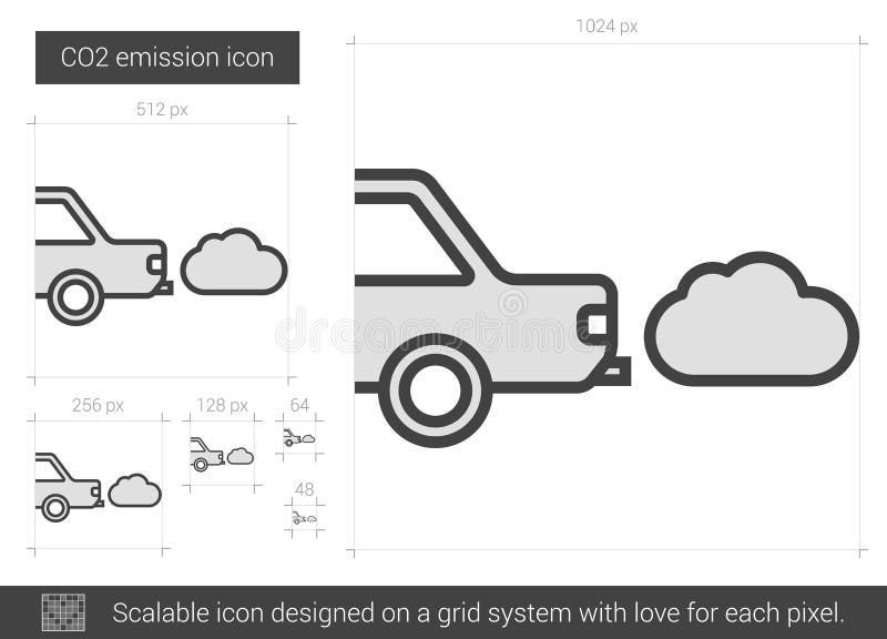 Línea de emisión de CO2 icono stock de ilustración Línea de emisión de CO2 icono stock de ilustración