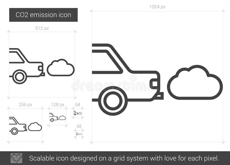 Línea de emisión de CO2 icono stock de ilustración Línea de emisión de CO2 icono stock de ilustración