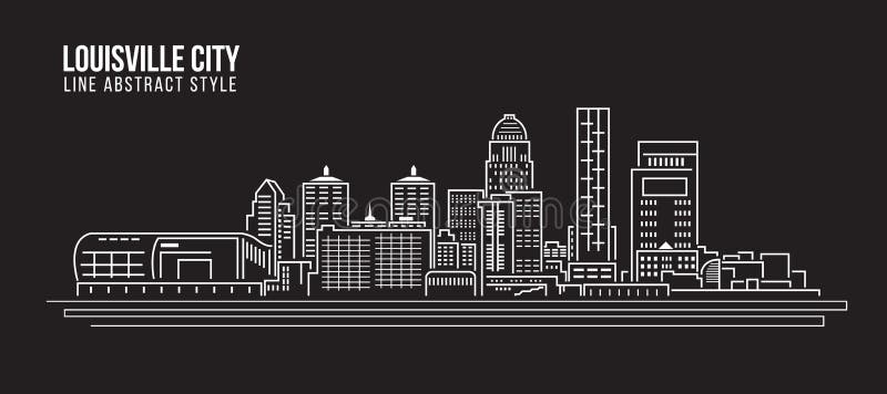Línea de fachada del paisaje urbano diseño del ejemplo del vector del arte - ciudad de Louisville ilustración del vector Línea de fachada del paisaje urbano diseño del ejemplo del vector del arte - ciudad de Louisville ilustración del vector