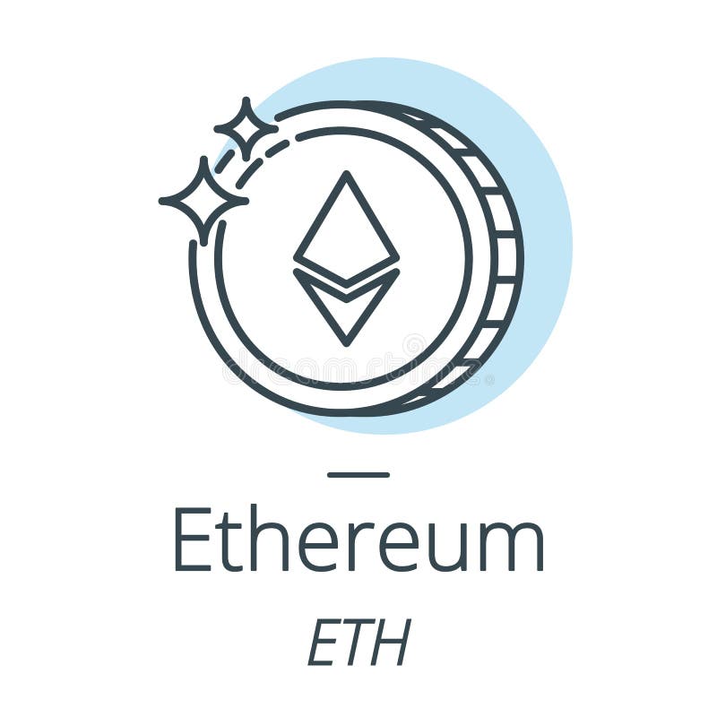 Línea de la moneda del cryptocurrency de Ethereum, icono de la moneda virtual stock de ilustración