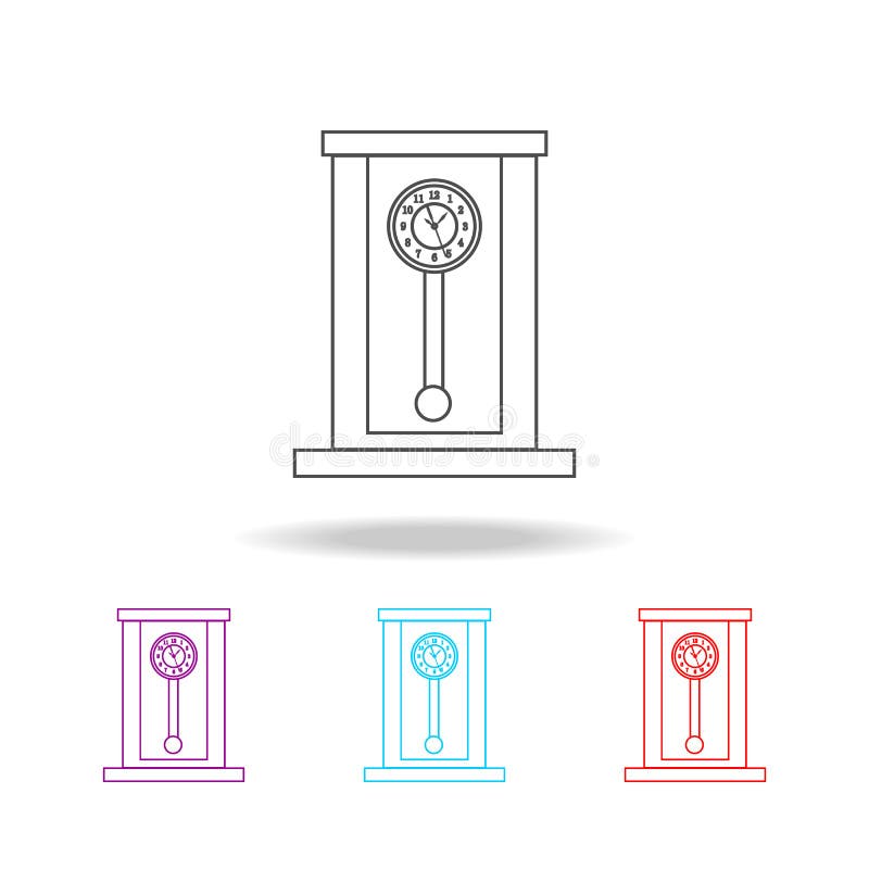 Línea de madera retra icono del reloj de péndulo Icono del reloj Diseño gráfico de la calidad superior Muestras, colección de los stock de ilustración Línea de madera retra icono del reloj de péndulo Icono del reloj Diseño gráfico de la calidad superior Muestras, colección de los stock de ilustración